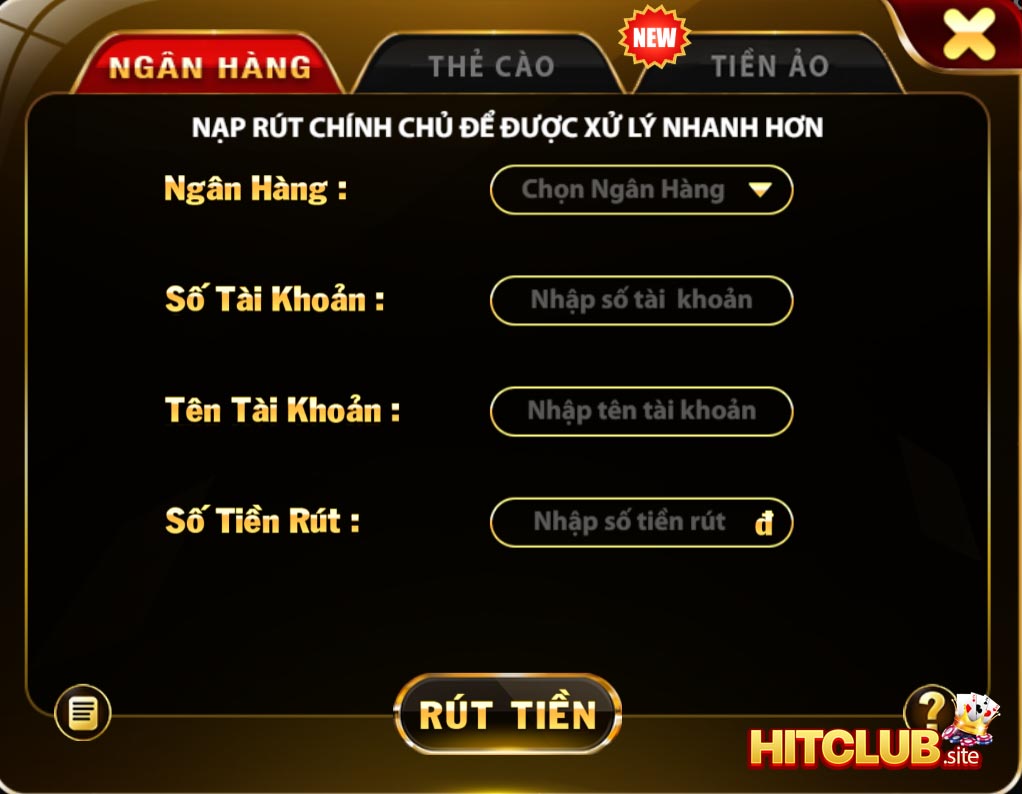 Rút tiền hitclub qua ngân hàng