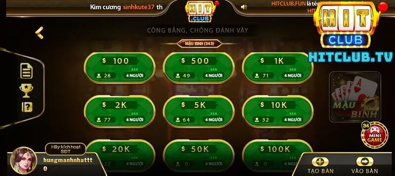 4 ưu điểm hút khách của Mậu binh Hit Club