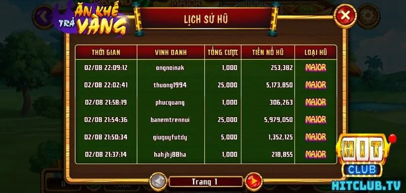 Ăn khế trả vàng Hit Club Luôn cập nhật lịch sử chi tiết