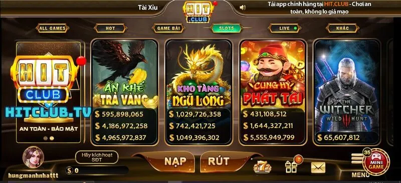 Dịch vụ tuyệt vời của game Kho tàng ngũ long Hit Club