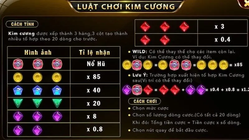 Luật chơi game Kim Cương tại Hitclub